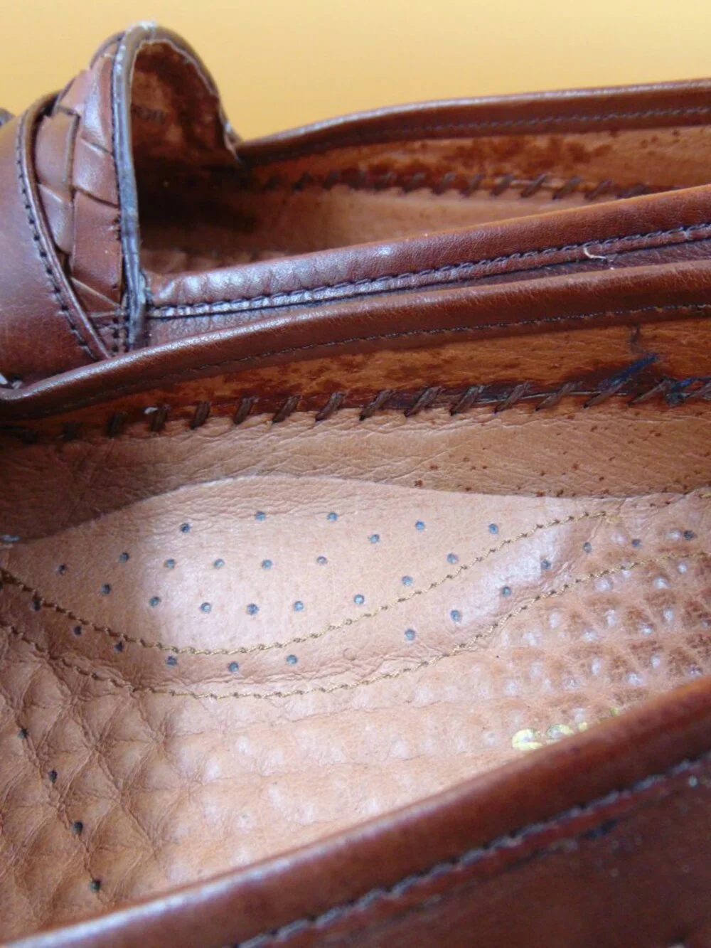 Vintage Hush Puppies San Remo II Mens Woven Leather Tassel Loafers